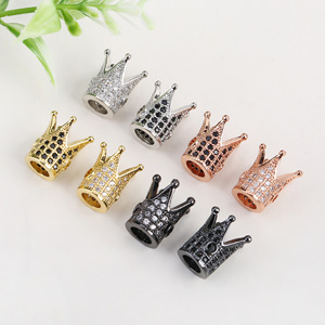 Crown Spacer Beads Zircon Inlaid 18K Gold <b>Copper</b> Jewelry Findings DIY <b>Bracelet</b> Necklace Accessories - Product Image 3