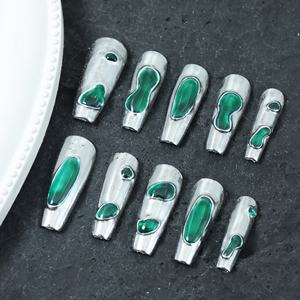 Lot de 10 faux ongles press-on faits main, personnalisés, de luxe, peints à la main, couleurs variées, vente en gros, best-seller - Product Image 5