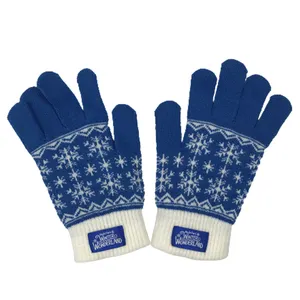 Customized Jacquard Knitted Warm thermal gloves with Woven Label