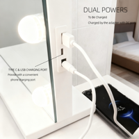 Miroir de maquillage de salon en verre avec 18 ampoules LED, haut-parleur Bluetooth USB, miroir de vanité avec 18 ampoules LED