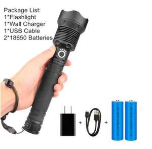 Linterna <span class=keywords><strong>LED</strong></span> Táctica Recargable de Alta Potencia, 4000 Lúmenes, XHP70 y XHP50, Cuerpo de Aleación de Aluminio, Batería <span class=keywords><strong>18650</strong></span> 26650 - Product Image 2