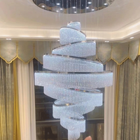 Lustre en cristal LED à anneau, moderne, européen, luxueux, à économie d'énergie, dimmable, pour décoration intérieure, hall d'hôtel, escalier, villa
