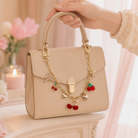 Schattig kersen strik hart charme tas ketting portemonnee riem handtas decoratie hanger zinklegering verguld coquette esthetiek tas charme