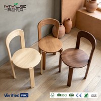 Chaise Rey contemporaine pour salle à manger, dossier en bois de frêne courbé et laminé, assise ronde, couleur personnalisée pour restaurant