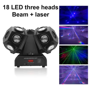 Lampu Sorot Laser RGB, Lampu Sorot Laser Panggung 18X10W RGBW 4IN1 LED Sinar Kepala Bergerak DMX512 DJ Lampu Pesta Natal