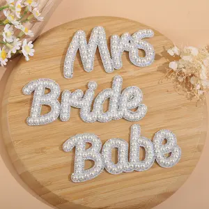 In Stock MRS BRIDE BABE Pearl Patches Letters Blank Patches For Clothes