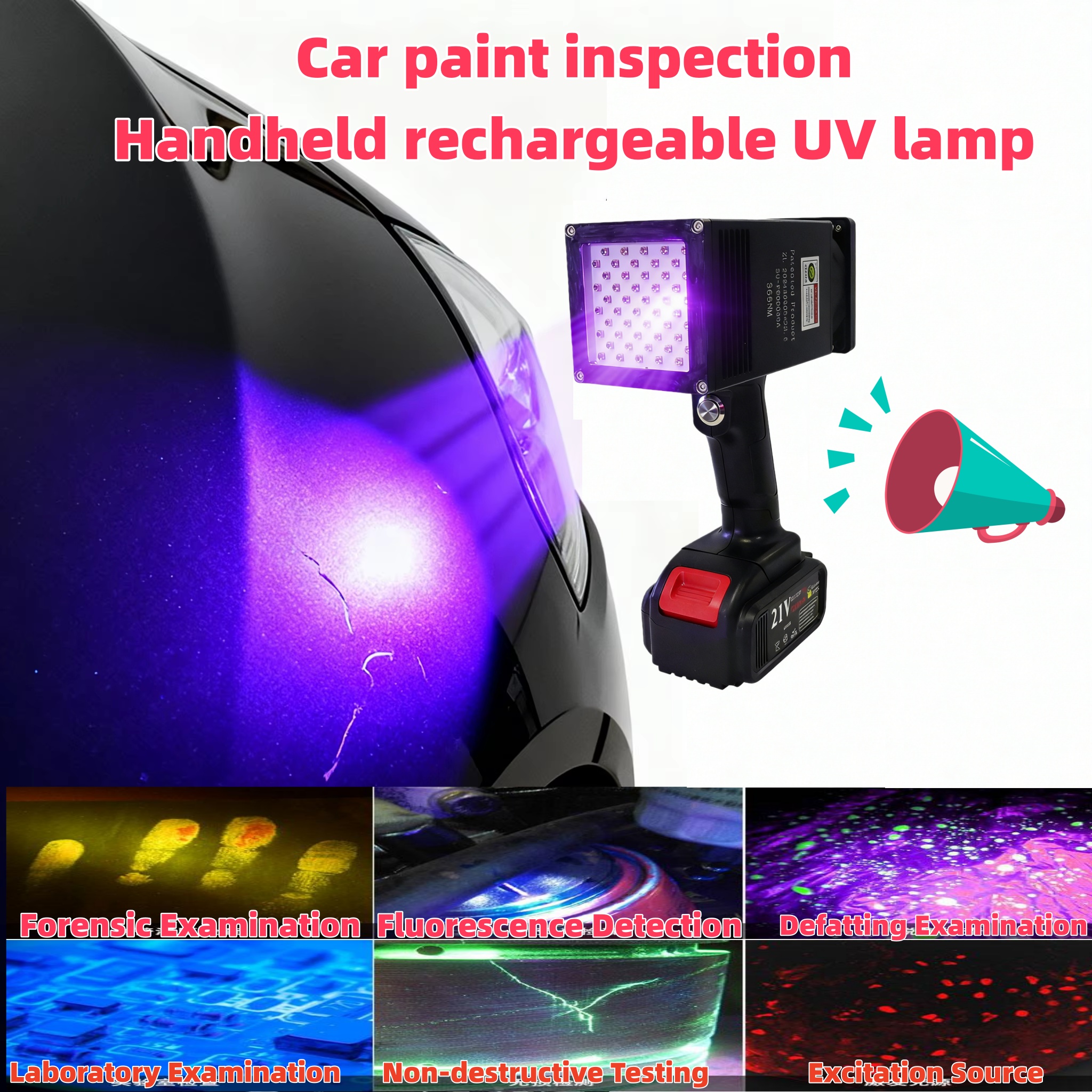 AHOME V30S UV 365nm Blacklight Torch [USB Rechargeable] Black Light