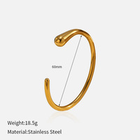 Bracelet manchette ouvert plaqué or 18 carats Design lisse Bracelet en acier inoxydable poli pour femme Cadeau de bijoux minimalistes à la mode