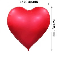 Ballon géant en forme de cœur de 1 m, ballon rouge en aluminium de 63 pouces pour la Saint-Valentin, pour la décoration de mariage, de fiançailles ou de fête