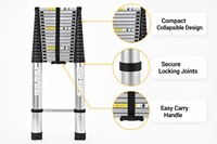 Échelle télescopique en aluminium multi-positions pliable pour le nettoyage des toits, la peinture, les réparations domestiques, les travaux de construction