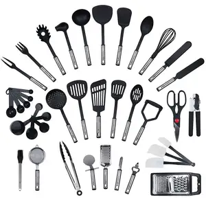 Utensils And Cooking Set Non Stick 40pcs Stainless Steel Handle Kitchen Cooking Tools Nylon Utensil Set