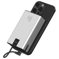Batterie externe OEM 20000mAh 65W PD avec écran numérique et câble intégré, charge rapide pour iPhone 16/15 et ordinateur portable (aluminium)
