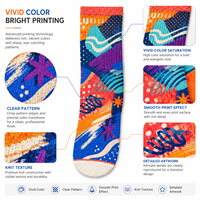 Chaussettes longues de sport personnalisées OEM, sans couture, respirantes, à séchage rapide, absorbant la transpiration, résistantes aux déchirures, en fibre de bambou imprimée