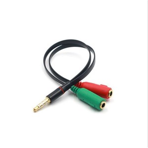 Cable adaptador de audio de 3,5 mm a RCA dual para teléfono móvil con conectores rojo y verde - Product Image 2