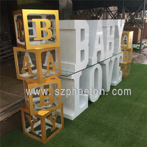 Blocs de construction en acrylique transparent pour bébé, boîte ABC <span class=keywords><strong>cube</strong></span> à ballons pour fête prénatale - Product Image 5