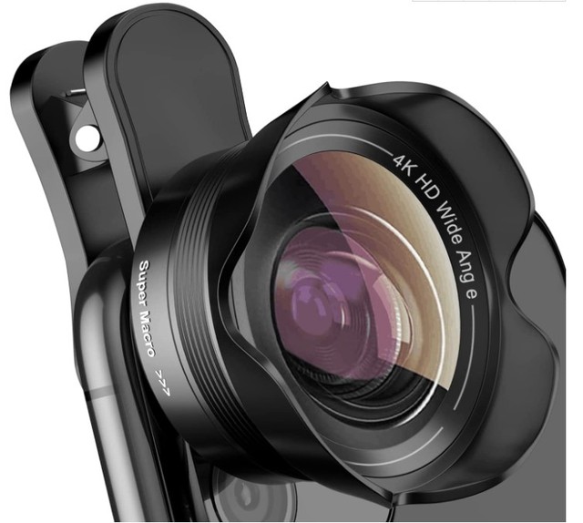 4K HD 2-in-1 15X Macro Wide Angle Optical Glass Lens Kit Double-sided Coated Phone Camera Clip-On Lens for