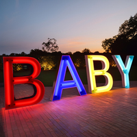 Tube LED géant 3D changeant de couleur Lettres et chiffres néons en PVC pour décoration de mariage Télécommandé