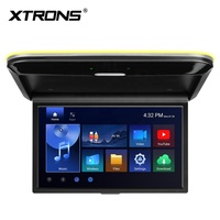 Moniteur de toit de voiture Android 14 pouces rabattable avec double haut-parleur, mise en miroir sans fil, entrée HD, ajustement universel pour SUV, fourgonnette, bus CE-XTRONS