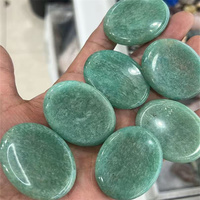 Vente en gros de pierres de méditation en amazonite naturelle bleu-vert, de forme ovale, sculptées en cristal, pour cadeau