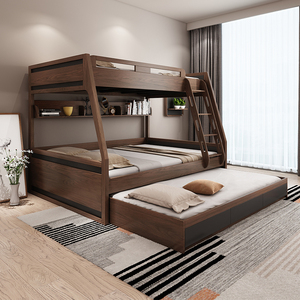 Cama Literas Doble de <span class=keywords><strong>Madera</strong></span> Maciza para Niños, Diseño Antideslizante para Escaleras, Muebles Modernos para Dormitorio Infantil - Product Image 4