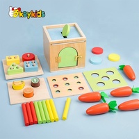 Jeu de récolte de carottes Montessori jeu de gouttes en bois avec boîte à monnaie W12D452