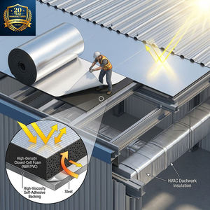 <span class=keywords><strong>Isolation</strong></span> thermique moderne pour conduits HVAC, rouleau auto-adhésif en mousse de caoutchouc avec revêtement en feuille, pour tuyauterie industrielle - Product Image 5