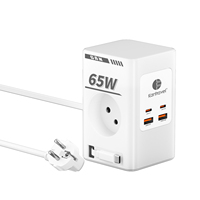 Stop Kontak Listrik Harga Terjangkau PD 65W Gan 4 Port USB Pelindung Lonjakan Arus 110-250V AC Kabel Ekstensi 2m Colokan UK