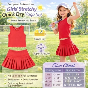 DH ODM Fiery Maple Ropa Deportiva para Niñas: Top Corto sin Mangas con Volantes y Pantalones Cortos <span class=keywords><strong>de</strong></span> Gimnasio <span class=keywords><strong>de</strong></span> Alta Elasticidad, Ropa Suave para Descansar - Product Image 3