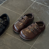 Chaussures habillées classiques en cuir véritable pour enfants, style brogue vintage, chaussures d'école pour enfants, semelle en caoutchouc antidérapante, chaussures pour garçons et filles, tailles 22-33