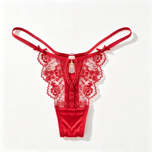 Tanga de Encaje Floral para Mujer, con Lazo Decorativo, Tirantes Finos, Malla Transparente, Cintura Baja, Sexy, Lencería al por Mayor, OEM ODM - Product Image 5