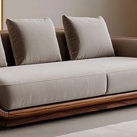 Ensemble de canapés en tissu en noyer noir minimaliste italien, villa haut de gamme, appartement, salon, style moderne, luxe léger, bois massif, dossier en éponge