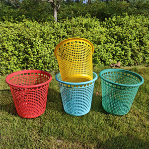 Cubo de basura de plástico cilíndrico hueco para uso en interiores, para el hogar, oficina, cocina, dormitorio, baño - Product Image 1