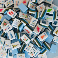 Vente en gros usine : Ensemble de Mahjong américain en acrylique massif à 4 couches, Tuiles de Mahjong en acrylique à motif plage tropicale, Tuiles de Mahjong US