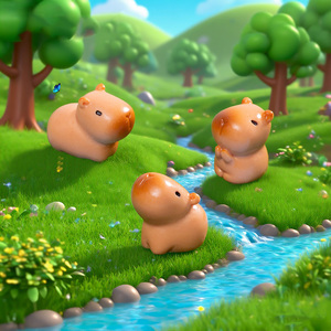 Nuevas Figuras de Capibara en Miniatura de Resina, Figuritas de Animales en Miniatura para Cajas Sorpresa, Coleccionables, Decoración de Jardín de Hadas y Llaveros - Product Image 3