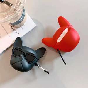 Hot Pet dog 3D custodia protettiva per scatola di ricarica per auricolari Wireless in silicone morbido rosso per Apple AirPods pro 3 custodia <span class=keywords><strong>Bulldog</strong></span> <span class=keywords><strong>francese</strong></span> - Product Image 4