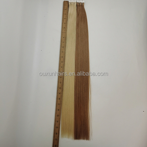 Extensions de cheveux indiens blond cendré super double drawn avec cuticules alignées, en ruban adhésif 4x0.8cm, personnalisables, vente en gros, grand stock de cheveux humains - Product Image 6