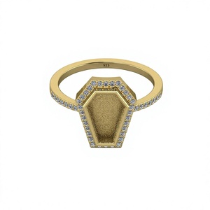 Sólido 925 Plata 10x17mm bisel en forma de ataúd blanco taza anillo ajuste con CZ leche materna DIY piedra vacía y hallazgos de joyería de resina - Product Image 1
