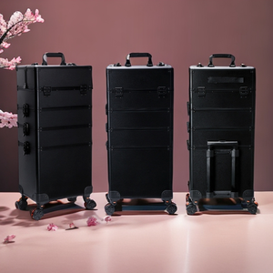 4 в 1 Профессиональный органайзер для лака для ногтей большой вместимости роскошный стильный раскатной футляр для макияжа на колесиках с добавкой логотипа низкий минимальный объем заказа - Product Image 4