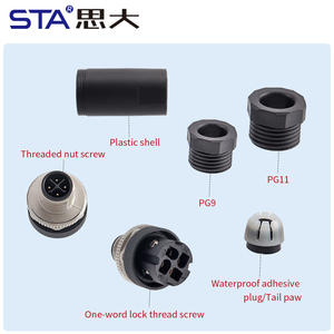 Elektrik M12 S kod kaynak Pcb sinyal düz açılı <span class=keywords><strong>3</strong></span> 4 Pin PG9 M16 erkek kadın lehim koruyucu kapak konnektör kablosu - Product Image 2