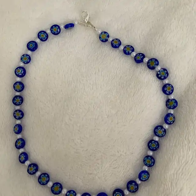 Inspire joias harry styles jóias inspiradas, azul millefiori colar para mulheres e meninas