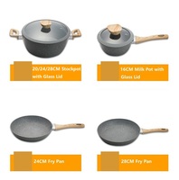 Ensemble de 10 ustensiles de cuisine en aluminium moulé sous pression, revêtement antiadhésif marbré et granit, pour cuisinière à induction, plaques de cuisson électriques en céramique et cuisinière à feu nu