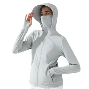 Nouveau design de vêtements de protection solaire minces anti-uv à séchage rapide pour femmes vêtements de protection solaire anti-uv froids avec capuche Upf 50 + Ice