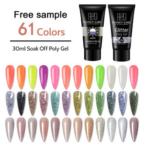 HONEY GIRL Vente en Gros Acrygel Pailleté de Couleur Étiquette Privée Gel UV <span class=keywords><strong>Constructeur</strong></span> Vernis Gel Extension Ongles Acryliques Poly Gel Gel Solide Doux - Product Image 1