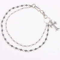 Chaîne de taille Hip Hop Punk Metal avec croix, double anneau en argent tibétain, chaîne de corps unisexe tendance, accessoire de mode pour usage quotidien, articles en stock