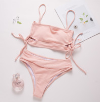 Milieuvriendelijke Dikkere Sneldrogende Conservatieve Beroemde Merk Vrouwen Hoge Taille Tweedelige Badpakken Roze Bikini