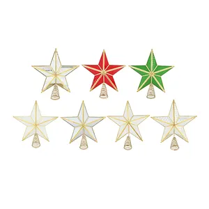 Venta caliente de aluminio de 5 puntas estrella antigua árbol de Navidad Topper para Feliz Navidad suministros de decoración del hogar en precio al por mayor