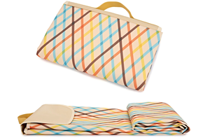 Grande couverture de pique-nique imperméable et pliable Rainbow Grid 57"x71" pour l'extérieur, tapis de plage anti-sable pour parc et pelouse - Product Image 6