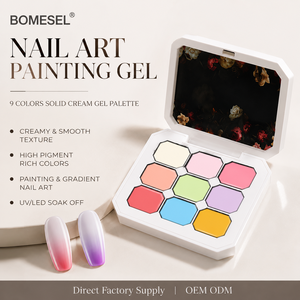 Palette Gel <span class=keywords><strong>per</strong></span> Nail Art in 9 Colori, Gel Solido Cremoso <span class=keywords><strong>per</strong></span> Design Sfumato, UV LED Soak Off, Professionale, OEM, Etichetta Privata, Marca <span class=keywords><strong>per</strong></span> <span class=keywords><strong>Unghie</strong></span> - Product Image 1