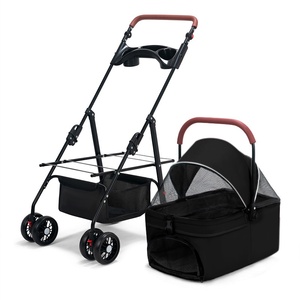 <span class=keywords><strong>Poussette</strong></span> de luxe portable pour animaux de compagnie, pliable d'une seule main, avec cadre métallique, 4 roues, maille respirante et légère, pour la marche en extérieur (<span class=keywords><strong>chat</strong></span> et chien) - Product Image 6