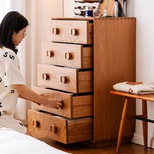 Cómoda Fangguo de Cinco Cajones, Madera de Cerezo, Mueble de Almacenamiento de Madera Maciza, Cómoda para Dormitorio, Diseño Versátil - Product Image 4